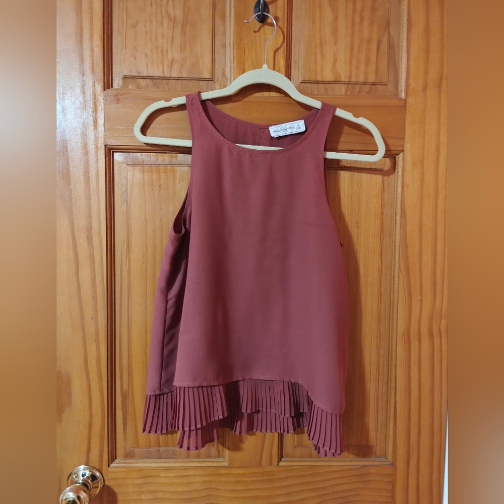 Abercrombie & Fitch Orange - ish Sleeveless Blouse Top with Pleated Hem Small S